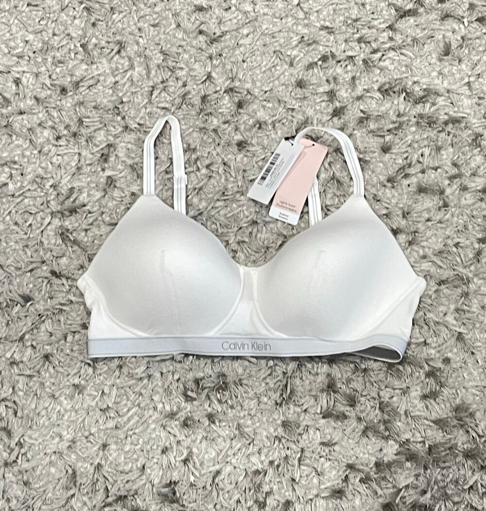 NWT Calvin Klein Womens Pure Ribbed Light Lined Bralette XLarge White